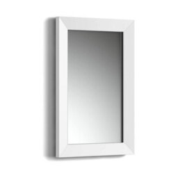 Ibathuk Brillia Modern Wall Hung Mirror, White Framed Bevelled Glass, Stylish Bathroom Furniture For A Clean Contemporary Look