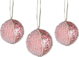 Shatchi 7Cm Bauble Baby Pink - 3Pcs Christmas Hanging Decorations - thumbnail 1