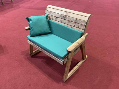 Charles Taylor Trading Bench Rocker With Cushions - W120 X D77 X H102 - Fully Assembled - Green - image 1