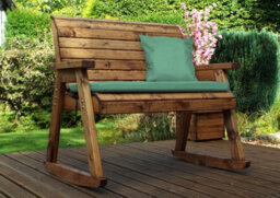 Charles Taylor Trading Bench Rocker With Cushions - W120 X D77 X H102 - Fully Assembled - Green - thumbnail 4