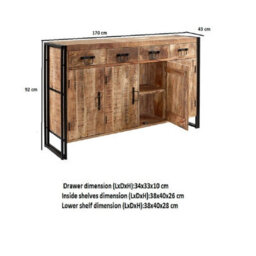 Buttercup Farm Cosmo Extra Large Sideboard - Solid Mango Wood - L43 X W170 X H90 Cm - thumbnail 4