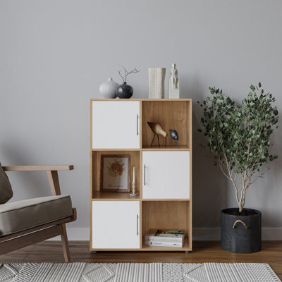 Urbn-Living 6-Cube Shelving Unit With Doors And Metal Handles - image 1