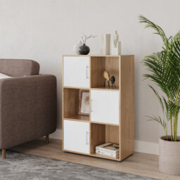 Urbn-Living 6-Cube Shelving Unit With Doors And Metal Handles - thumbnail 2