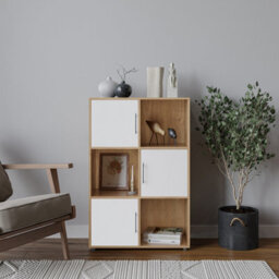 Urbn-Living 6-Cube Shelving Unit With Doors And Metal Handles