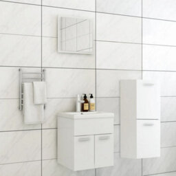Berkfield Bathroom Furniture Set White Engineered Wood - thumbnail 1
