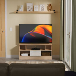 Messina Gloss Bardolino Oak Effect Tv Stand With 2 Shelves & 1 Drawers, (H)49.5Cm X (W)109.1Cm X (D)40Cm