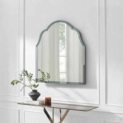 Furniturebox Uk Opaline Blue Ornate Large Arch Wall Mirror - image 1