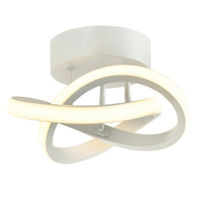 Happy Homewares Modern Led White Ceiling Light With Swirl Thick Metal Strip Creates 1253 Lumens - image 1