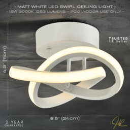 Happy Homewares Modern Led White Ceiling Light With Swirl Thick Metal Strip Creates 1253 Lumens - thumbnail 8