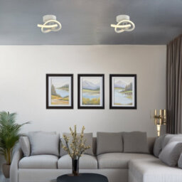 Happy Homewares Modern Led White Ceiling Light With Swirl Thick Metal Strip Creates 1253 Lumens - thumbnail 6