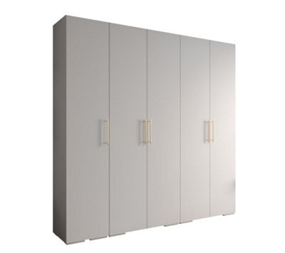 Arte Elegant White Inova 3 Hinged Door Wardrobe W2500mm H2370mm D470mm - Versatile Storage With Gold Vertical Handles - image 1