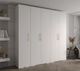 Arte Elegant White Inova 3 Hinged Door Wardrobe W2500mm H2370mm D470mm - Versatile Storage With Gold Vertical Handles - thumbnail 2