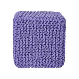 Homescapes Purple Cube Cotton Knitted Pouffe Footstool