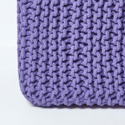 Homescapes Purple Cube Cotton Knitted Pouffe Footstool - thumbnail 4