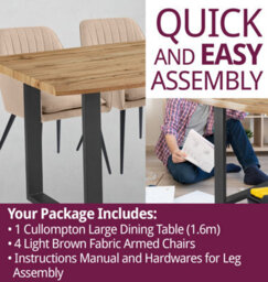 Hallowood Furniture Cullompton Large Dining Table With Live Edge Effect And 4 Light Brown Armed Chair - thumbnail 7