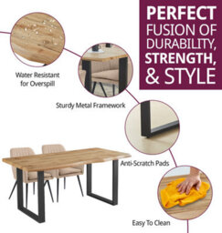 Hallowood Furniture Cullompton Large Dining Table With Live Edge Effect And 4 Light Brown Armed Chair - thumbnail 2
