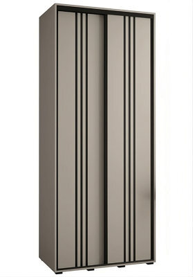 Arte Dakota Vi Sleek Cashmere & Black Sliding Door Wardrobe 1100mm H2350mm D600mm - Two Doors, Two Hanging Rails, Six Shelves - image 1