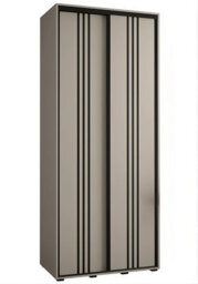 Arte Dakota Vi Sleek Cashmere & Black Sliding Door Wardrobe 1100mm H2350mm D600mm - Two Doors, Two Hanging Rails, Six Shelves - thumbnail 1