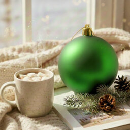 Shatchi 25Cm Dark Green Mat Christmas Bauble - Premium Bauble & Home Décor Ornament - thumbnail 2