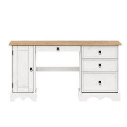 Mercers Furniture Corona White Straight Computer Desk Dressing Table Office Solid Wood Mexican Pine Wooden - thumbnail 4