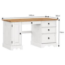 Mercers Furniture Corona White Straight Computer Desk Dressing Table Office Solid Wood Mexican Pine Wooden - thumbnail 2