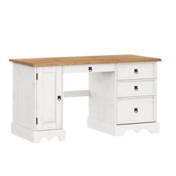 Mercers Furniture Corona White Straight Computer Desk Dressing Table Office Solid Wood Mexican Pine Wooden - thumbnail 3