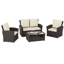 Lassic Garden Vida Brown Mylor Rattan Garden Furniture Set Patio Conservatory Balcony Outdoor 4 Seater Piece Glass Top Table, Ukfr - thumbnail 9