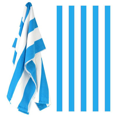 Geezy Beach Towel Microfibre Blue Striped Large Travel Towel For Swimming Holiday - image 1