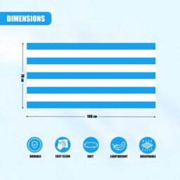 Geezy Beach Towel Microfibre Blue Striped Large Travel Towel For Swimming Holiday - thumbnail 4