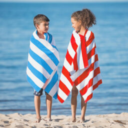 Geezy Beach Towel Microfibre Blue Striped Large Travel Towel For Swimming Holiday - thumbnail 6