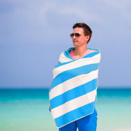 Geezy Beach Towel Microfibre Blue Striped Large Travel Towel For Swimming Holiday - thumbnail 5
