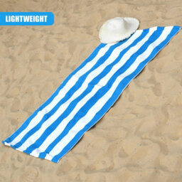 Geezy Beach Towel Microfibre Blue Striped Large Travel Towel For Swimming Holiday - thumbnail 2
