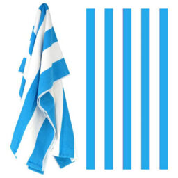 Geezy Beach Towel Microfibre Blue Striped Large Travel Towel For Swimming Holiday