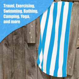 Geezy Beach Towel Microfibre Blue Striped Large Travel Towel For Swimming Holiday - thumbnail 9