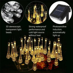 HSD 20 Led Warm White Tear Drop Lights (4M) - Solar Power Lights For Christmas, Weddings, And Home Decor - thumbnail 2