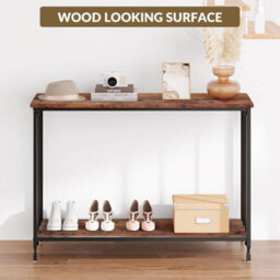 2 Tier Console Table Narrow Console Table Industrial Sofa Table - thumbnail 4