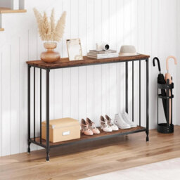 2 Tier Console Table Narrow Console Table Industrial Sofa Table - thumbnail 1
