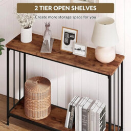 2 Tier Console Table Narrow Console Table Industrial Sofa Table - thumbnail 6
