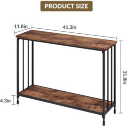 2 Tier Console Table Narrow Console Table Industrial Sofa Table - thumbnail 2