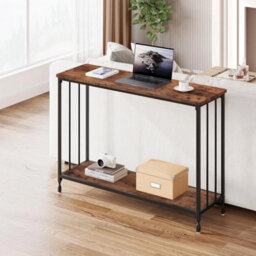 2 Tier Console Table Narrow Console Table Industrial Sofa Table - thumbnail 3