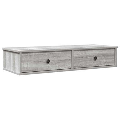 Berkfield Durable Wall Shelf With Drawers Grey Sonoma 100X37.5X19 Cm Engineered Wood - image 1