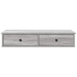 Berkfield Durable Wall Shelf With Drawers Grey Sonoma 100X37.5X19 Cm Engineered Wood - thumbnail 4