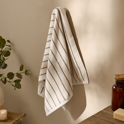 Yard Hebden Narrow Striped 100% Cotton Hand Towel, Mole, 50 X 100Cm - image 1