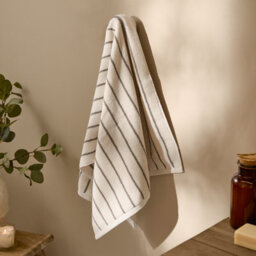 Yard Hebden Narrow Striped 100% Cotton Hand Towel, Mole, 50 X 100Cm - thumbnail 1