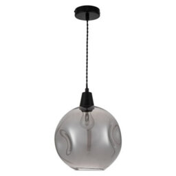 Cosylyte Millfield Modern Smoky Dimple Glass Pendant Light - Matt Black Base - thumbnail 4
