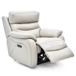 Fletcher Light Grey Leather Power Recliner Armchair With Power Headrest & Usb Port, Pocket Sprung Seat, Modern Comfort Chair - thumbnail 4