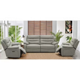 Fletcher Light Grey Leather Power Recliner Armchair With Power Headrest & Usb Port, Pocket Sprung Seat, Modern Comfort Chair - thumbnail 5