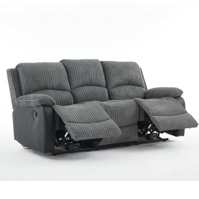 Electric Reclining Sofa, Corduroy Fabric Recliner 3 Seater Sofa -  3 Seater - image 1