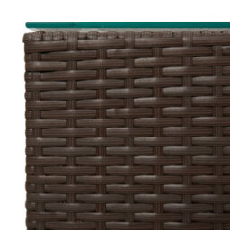 Berkfield Lightweight Side Tables 3 Pcs With Glass Top Brown Poly Rattan - thumbnail 5