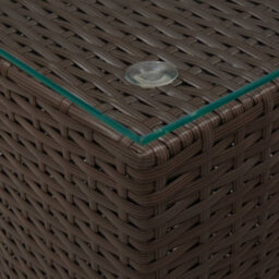 Berkfield Lightweight Side Tables 3 Pcs With Glass Top Brown Poly Rattan - thumbnail 6